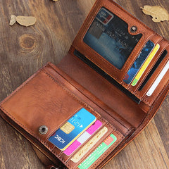 Handmade Mens Cool billfold Leather Wallet Men Small Zipper Wallets Bifold for Men - iwalletsmen