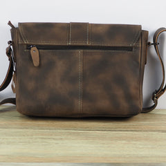 Cool Leather Mens Vintage Brown Messenger Bag Side Bag Small Shoulder Bag for Men - iwalletsmen