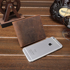 Cool Vintage Brown Mens Leather Small Wallet Bifold billfold Wallets for Men - iwalletsmen