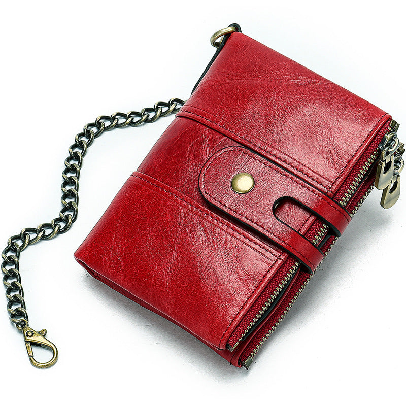 Cool Brown Leather Men's Biker Chain Wallet Black Small Wallet with Chain For Men - iwalletsmen