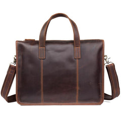 Vintage Dark Brown Leather Mens 12 inches Briefcase Laptop Side Bag Business Bags Work Bags for Men - iwalletsmen
