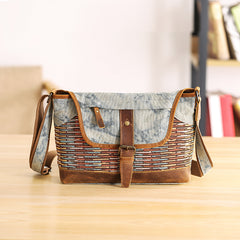 Country Style Canvas Leather Mens 14'' Womens Small Side Bag Courier Bag Messenger Bag for Men - iwalletsmen