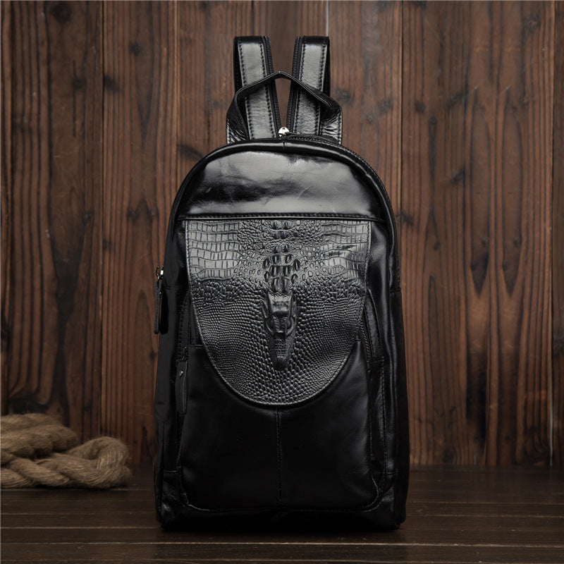 Cool Brown Leather Men's Sling Bag One Shoulder Backpack Black Sling Crossbody Pack For Men - iwalletsmen