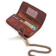 Handmade Mens Cool Leather Chain Wallet Biker Trucker Wallet with Chain for Men - iwalletsmen