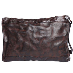 Cool Wrinkled Leather Mens Brown Long Wallet Wristlet Wallet Black Clutch Wallet for Men - iwalletsmen