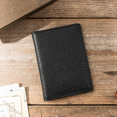 Black Leather Mens Small Card Wallet License Wallet Slim Bifold Driving License Wallet for Men - iwalletsmen