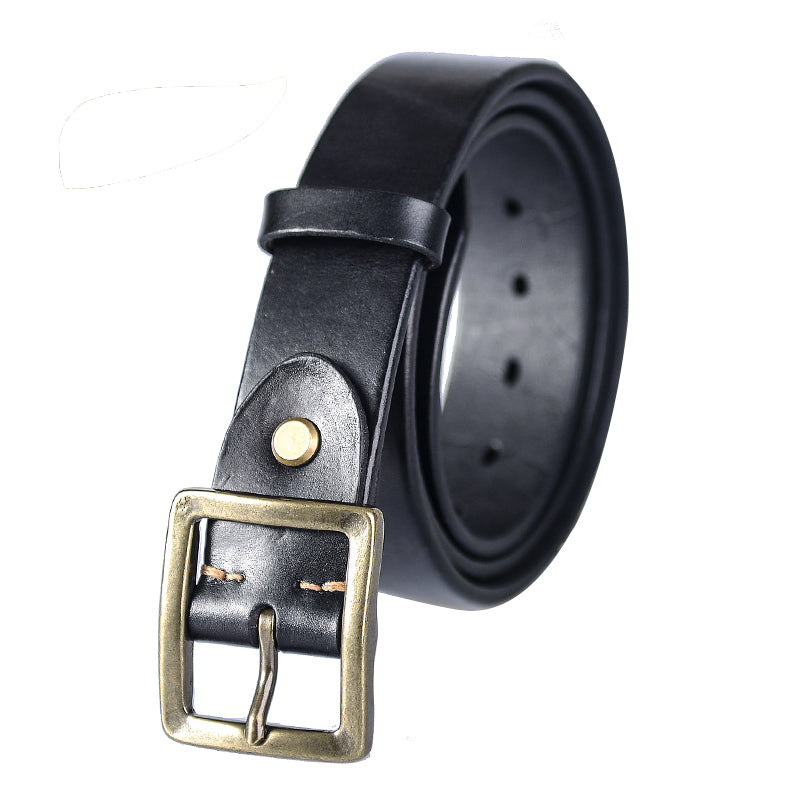 Casual Handmade Leather Simple Leather Belts Mens Black Belts Men Brow –  iwalletsmen