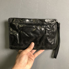Fashion Leather Mens Clutch Cool Black Slim Wallet Zipper Clutch Wristlet Wallets for Men - iwalletsmen
