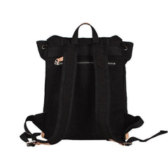 Black Fashion Canvas Leather Mens Laptop Backpack Navy Blue College Backpack Travel Backpack for Men - iwalletsmen