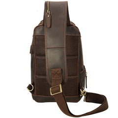 Vintage Brown Leather Men's One Shoulder Backpack Chest Bag Sling Crossbody Pack For Men - iwalletsmen