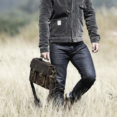 Genuine Leather Mens Cool Messenger Bag Briefcase Work Bag Business Bag for men