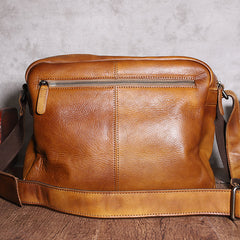 Brown Cool Leather Mens 14 inches Side Bag Gray Courier Bag Messenger Bag for Men - iwalletsmen