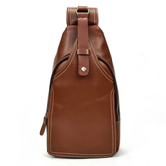 Vintage Mens Leather One Shoulder Backpack Chest Bag Sling Bag Sling Crossbody Bag For Men - iwalletsmen
