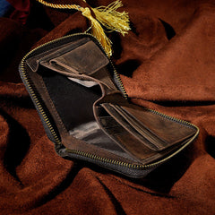 Cool Leather Mens Zipper Small Wallet Front Pocket Wallet for Men - iwalletsmen