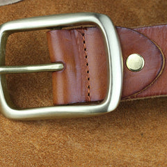 Handmade Genuine Leather Mens Leather Men Brown Belt for Men Cool Leather Belt
