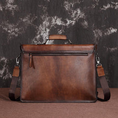 Brown Leather Men's Professional Briefcase 14‘’ Laptop Handbag Black Business Bag Messenger Bag For Men - iwalletsmen