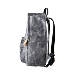 Gray Waxed Canvas Mens Laptop Backpack College Backpack Gray Canvas Travel Backpack for Men - iwalletsmen