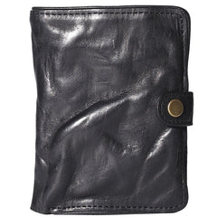Pleated Leather Mens Vertical Black billfold Wallet Men Brown Small Bifold Wallets for Men - iwalletsmen