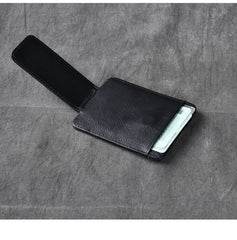 Black Leather Mens Front Pocket Wallet billfold Card Wallet Money Clip For Men - iwalletsmen