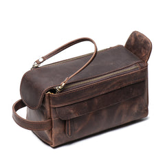 Cool Brown Leather Men's Box Clutch Bag Portable Bag Mini Handbag for Men - iwalletsmen