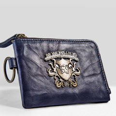 Handmade Leather Mens Chain Biker Wallet Cool Leather Wallet Zipper billfold Wallets - iwalletsmen