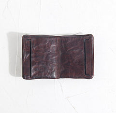 Handmade Leather Mens Cool Black billfold Wallets Small Wallet Men Bifold Wallets Front Pocket Wallet for Men - iwalletsmen