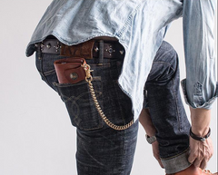 Handmade Mens Cool Leather Chain Wallet Biker Trucker Wallet with Chain for Men - iwalletsmen
