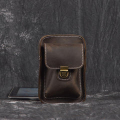 Brown Leather Cigarette Bag Holster Waist Pouches Waist Bag Belt Pouch Belt Bag For Men - iwalletsmen