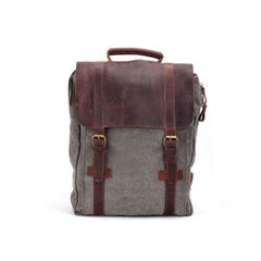 Cool Canvas Leather Mens Laptop Backpack Canvas Travel Backpack Canvas School Backpack for Men - iwalletsmen