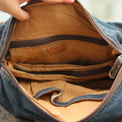 Blue Denim Mens Womens Casual Large Handbag Messenger Bags Jean Handbags Shoulder Bag For Men - iwalletsmen