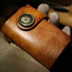 Handmade Leather Mens Cool Key Wallet Car Key Holder Car Key Case for Camel Men - iwalletsmen