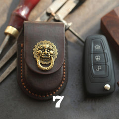 Dark Brown Handmade Genuine Leather Mens Car Key Case Car Key Holder For Men - iwalletsmen