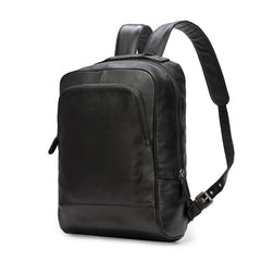 Black Leather Mens 14inch Laptop Backpack Backpacks School Backpack Travel Backpack for Men - iwalletsmen