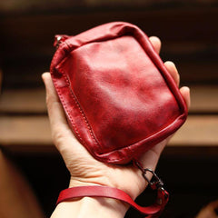 Cool Black Leather Mens Card billfold Wallet Coin Purse Wirstlet Zipper Small Wallet For Men - iwalletsmen