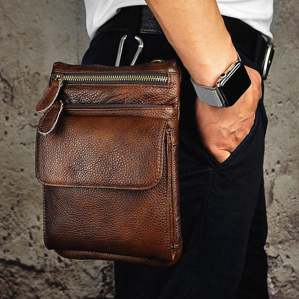 Leather Belt Pouch Cell Phone Holsters for Men Waist Bag BELT BAG Shoulder Bag For Men - iwalletsmen