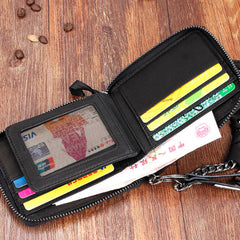 Handmade Leather Mens Chain Biker Wallet Cool Leather Wallet Bifold billfold Wallets - iwalletsmen