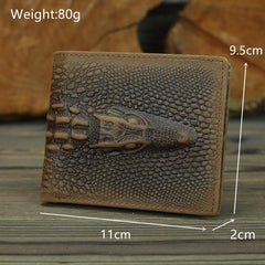 Cool Brown Crocodile Pattern Leather Bifold Small Wallet Leather Mens Brown Billfold Small Wallet Front Pocket Wallet For Men - iwalletsmen