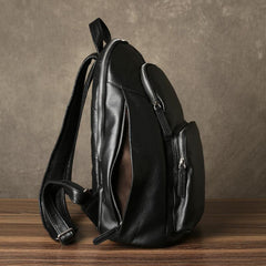 Fashion Leather Men's 15 inches Computer Backpack Black Large Travel Backpack Black Large College Backpack For Men - iwalletsmen