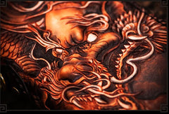 Handmade Leather Tooled Chinese Dragon Mens Chain Biker Wallet Cool Leather Wallet Long Phone Wallets for Men