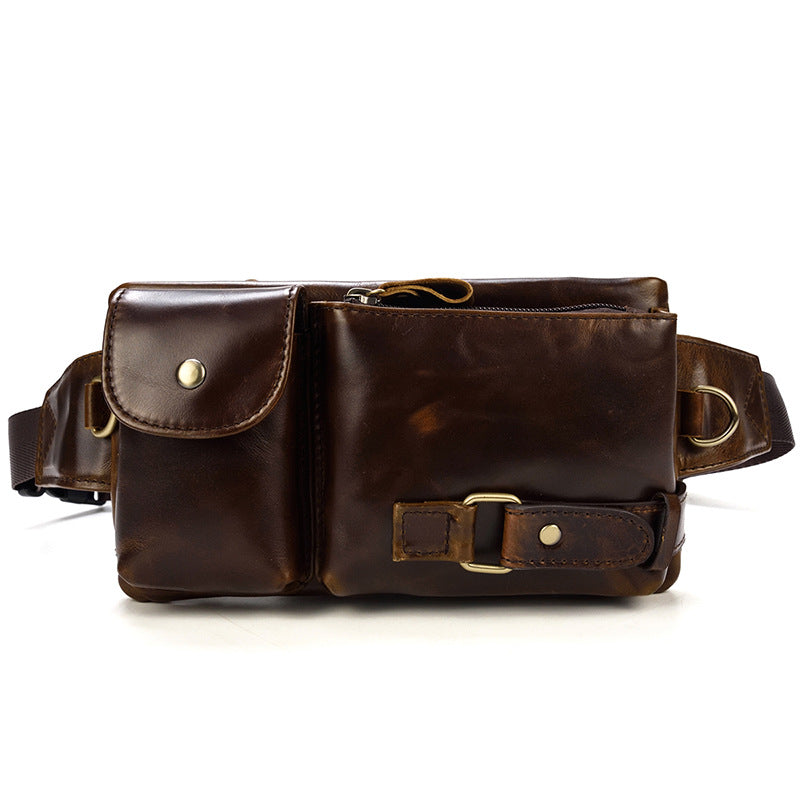 Fashion Brown Leather Men's Fanny Pack Black Hip Pack Waist Bag For Men - iwalletsmen