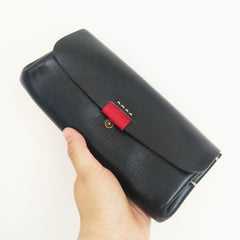 Handmade Suede Womens Black Leather Long Wallet Cool Green Envelope Wallet Clutch for Women - iwalletsmen