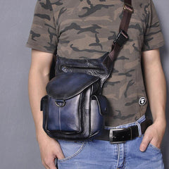 Coffee Leather Men Belt Pouch Vintage Drop Leg Bag Biker Purse Side Belt Bag for Men - iwalletsmen