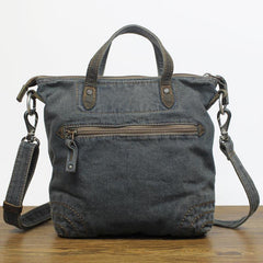 Denim Blue WOmens Mens Messenger Bag Vertical Tote Shoulder Bag Jean Courier Bag Handbag - iwalletsmen