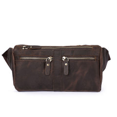 COOL Dark Brown LEATHER MENS FANNY PACK BUMBAG WAIST BAG FOR MEN - iwalletsmen