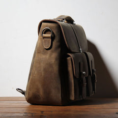 Handmade Leather Mens Cool Messenger Bag Work Bag Backpack Travel Bag Briefcase Bag for men