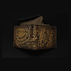 Handmade Leather Tooled Predator Mens billfold Wallet Cool Leather Wallet Slim Wallet for Men