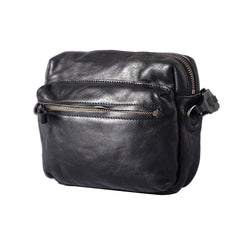 Fashion Simple Black Small Leather Men Side Bag Tan Messenger Bag Courier Bag For Men - iwalletsmen