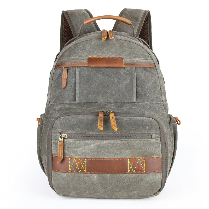 GREEN LARGE CANVAS WATERPROOF MENS CANON CAMERA BACKPACK NIKON CAMERA BAG DSLR CAMERA BAG FOR MEN - iwalletsmen