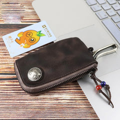 Vintage Mens Leather Key Wallet Zipper Key Holder Coin Wallet Change Pouch For Men - iwalletsmen