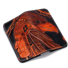 Handmade Leather Indian Eagle Mens Chain Biker Wallet Cool Leather Wallet With Chain Wallets for Men